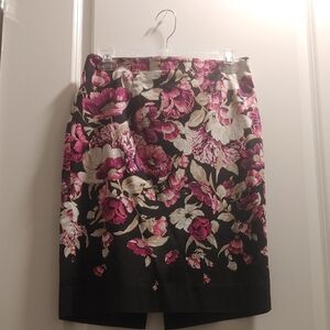 White House Black Market Floral Pencil Skirt in Black and Fuchsia